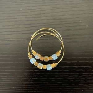 Alex and Ani gold tone and iridescent beaded earrings